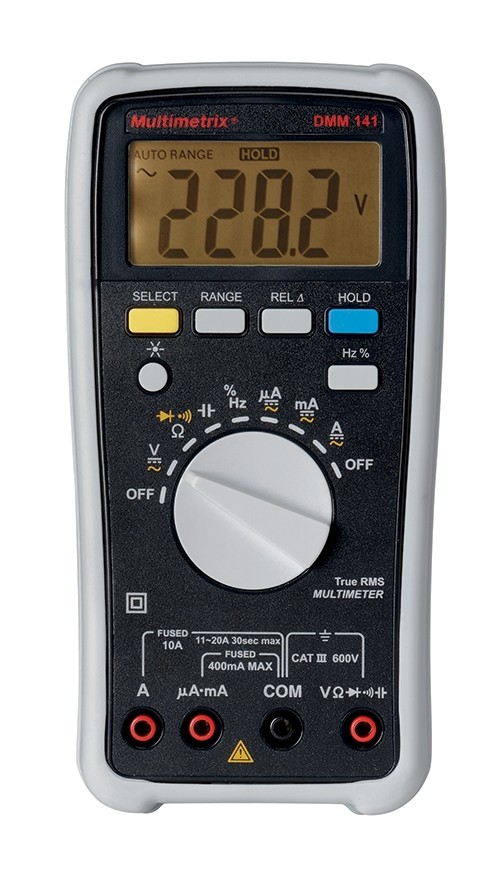 Chauvin Arnoux DMM141 Handheld Digital Multimeter, True RMS, 10A ac Max, 10A dc Max