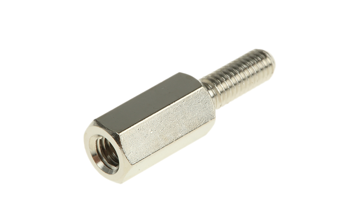 Essentra Standoff, M3 x M3 Thread, 10mm Body, Brass, Male/Female, 8mm Stud