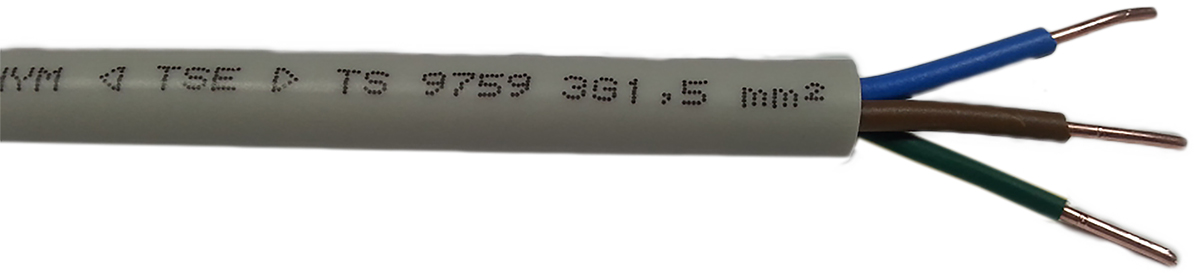 RS PRO NYM-J 1.5 mm² 5 Core Power Cable, Grey PVC, 50m