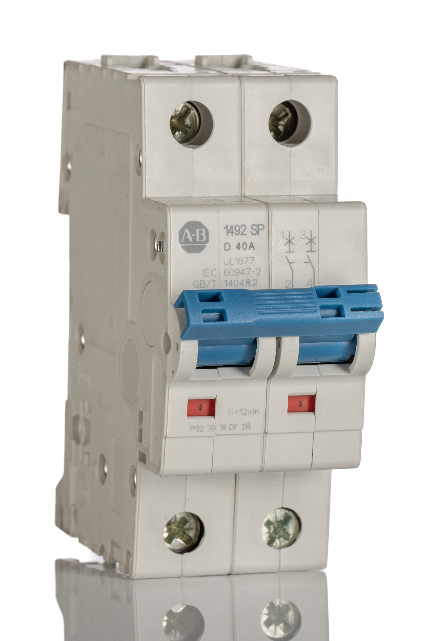 Allen Bradley 1492 1492-SPM MCB, 2P, 40A Curve D, 277V AC, 96V DC, 10 kA Breaking Capacity