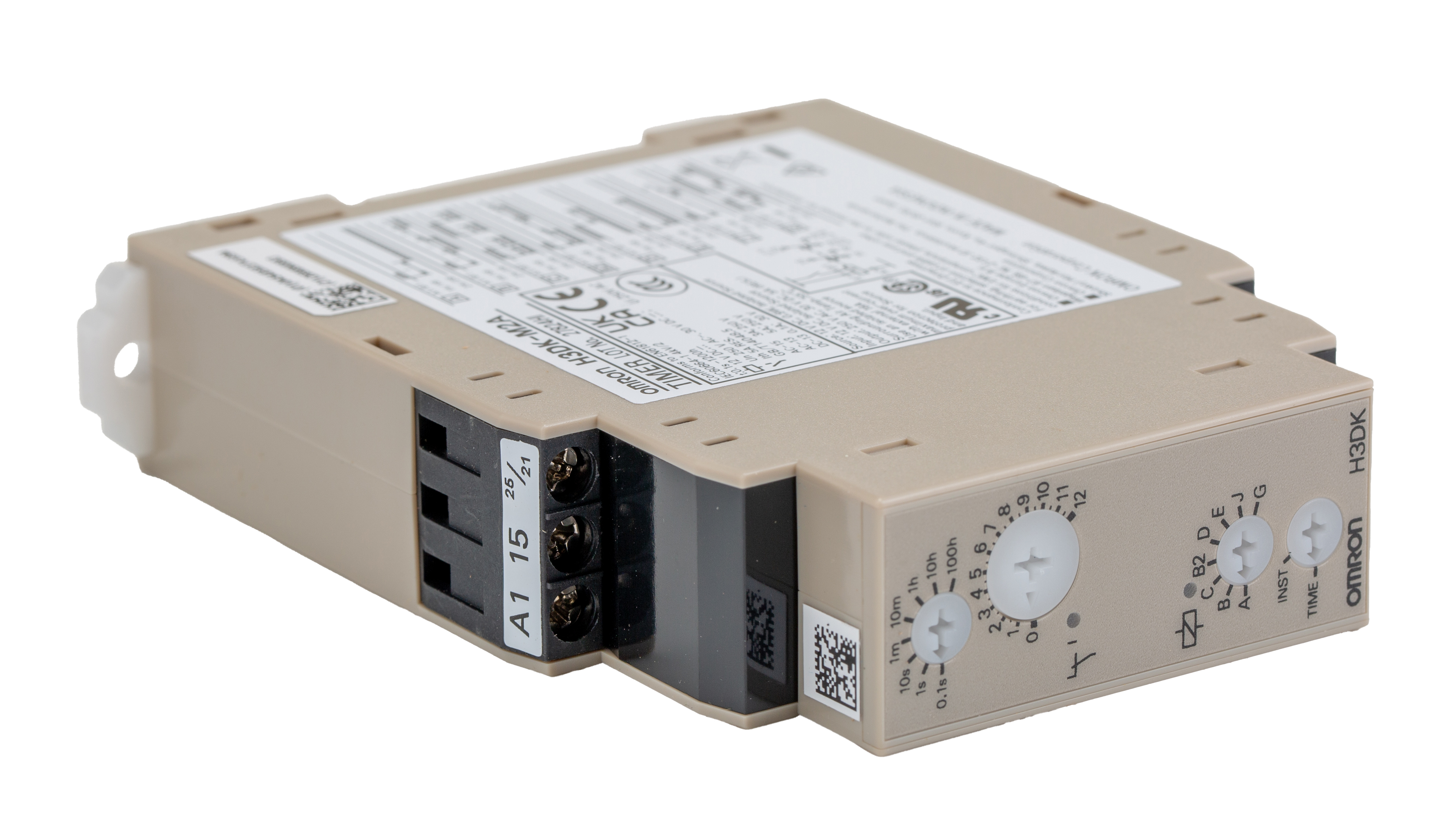 Omron H3DK Series DIN Rail Mount Timer Relay, 12V dc, 2-Contact, 0.1 s o 1200 h, DPDT