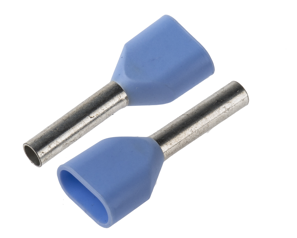 JST, TWE Insulated Crimp Bootlace Ferrule, 8mm Pin Length, 1.8mm Pin Diameter, 2 x 0.75mm² Wire Size, Grey