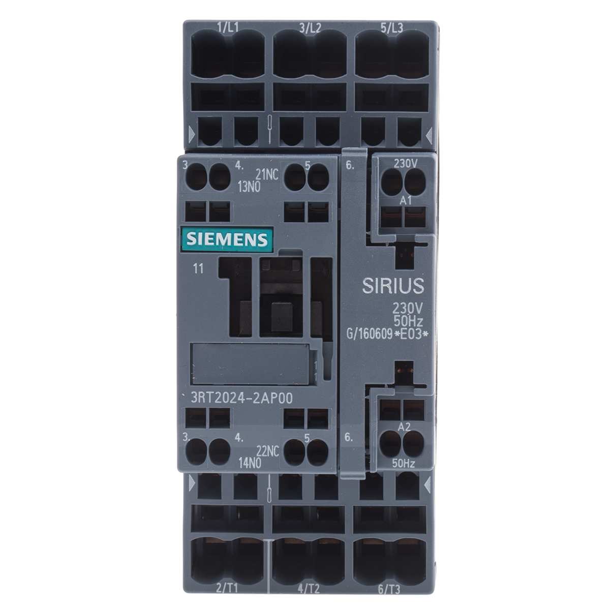 Siemens SIRIUS 3RT Size S0, 3RT2 Contactor, 230 V ac Coil, 3-Pole, 12 A, 5.5 kW, 3NO, 400 V ac