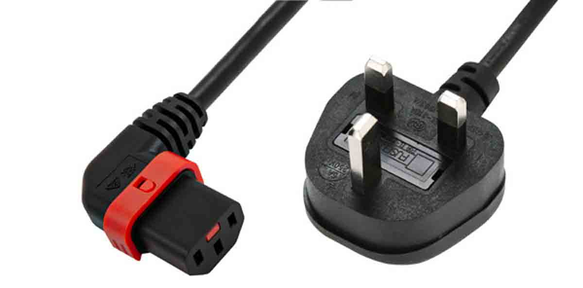 Schaffner IEC C13 Socket to Type G UK Plug Power Cord, 2m