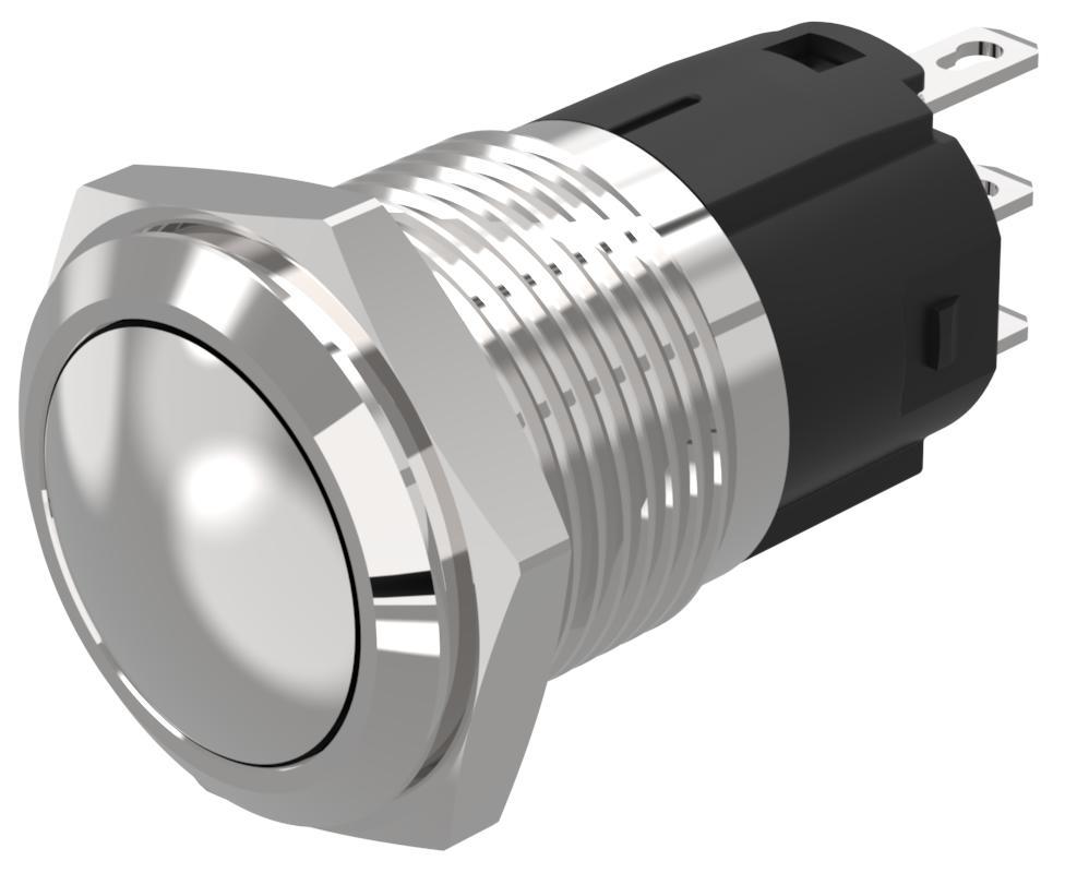 EAO 82 Series Push Button Switch, Momentary, Panel Mount, 16mm Cutout, SPDT, 240V, IP65, IP67