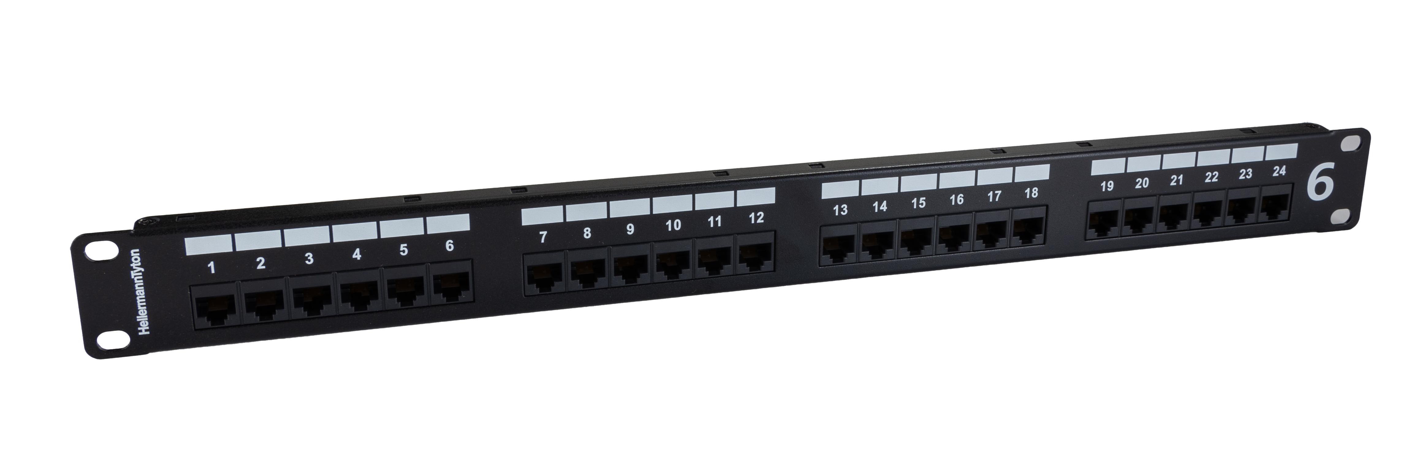 HellermannTyton Connectivity HTC Series Cat6 24 Port RJ45 Patch Panel Unshielded 1U Black