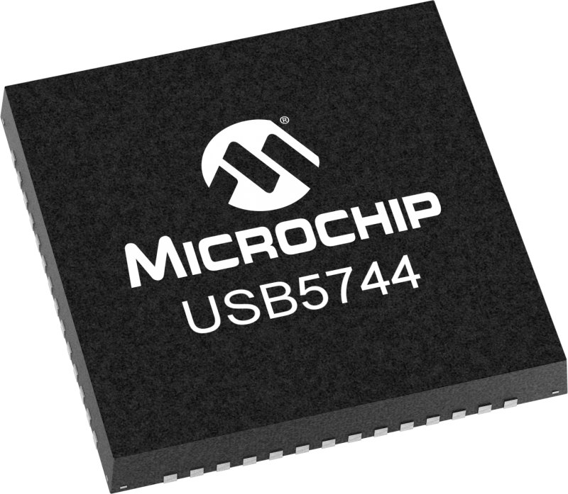 Microchip USB5744B-I/2GX01, USB Controller, 480/12/1.5/5000Mbps, USB 3.1, 3.3 V, 56-Pin VQFN