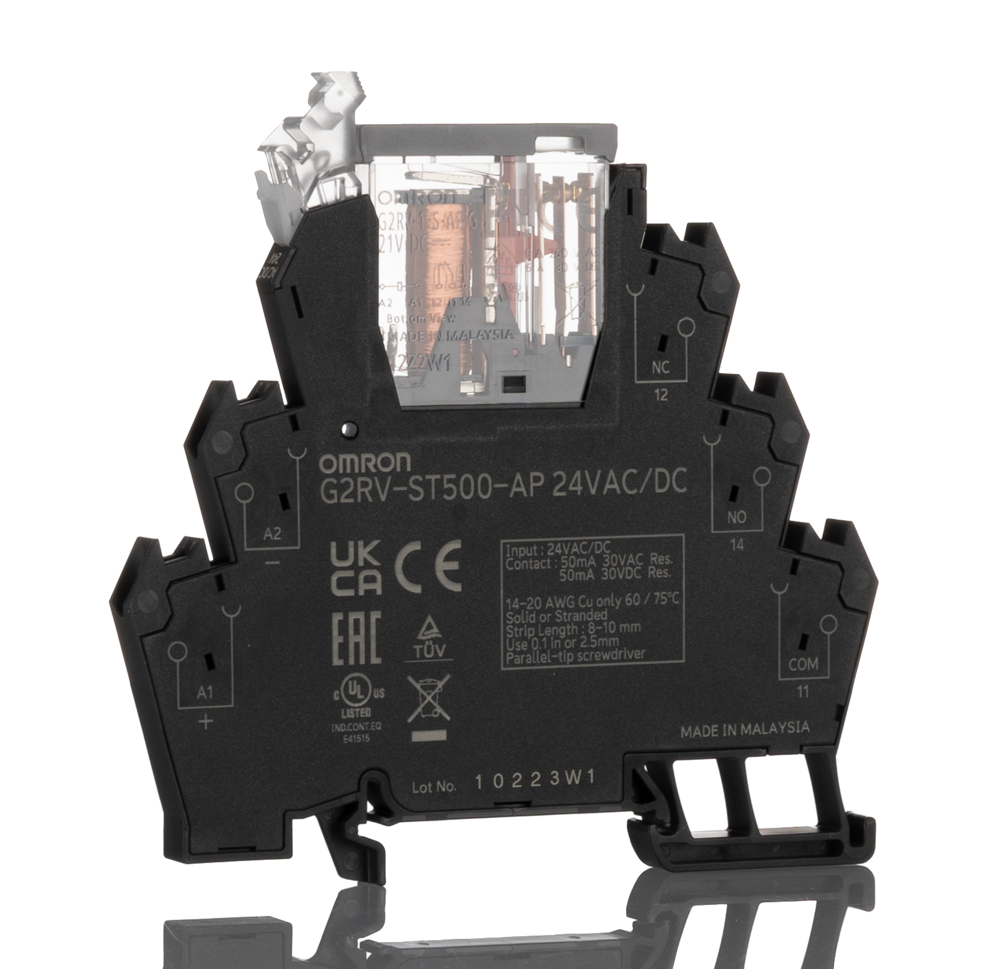 Omron G3RV-ST Series Solid State Interface Relay, 24 Vdc Control, 2 A Load, DIN Rail Mount