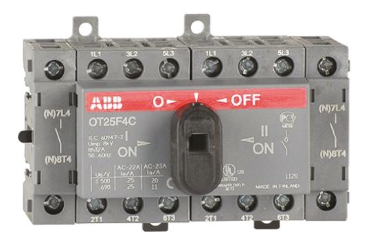 ABB 4P Pole DIN Rail Isolator Switch - 25A Maximum Current
