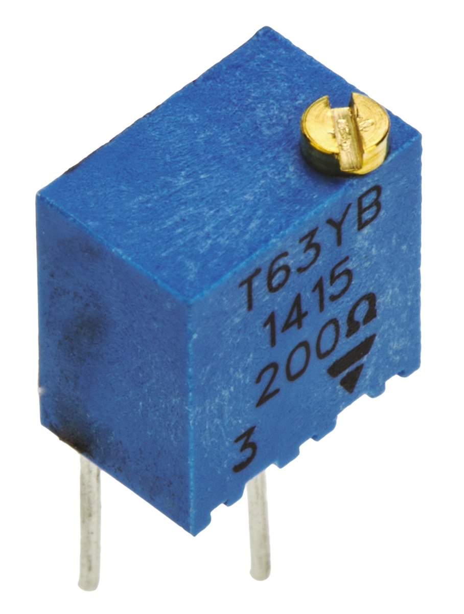 200Ω, Through Hole Trimmer Potentiometer 0.25W Top Adjust Vishay, T63