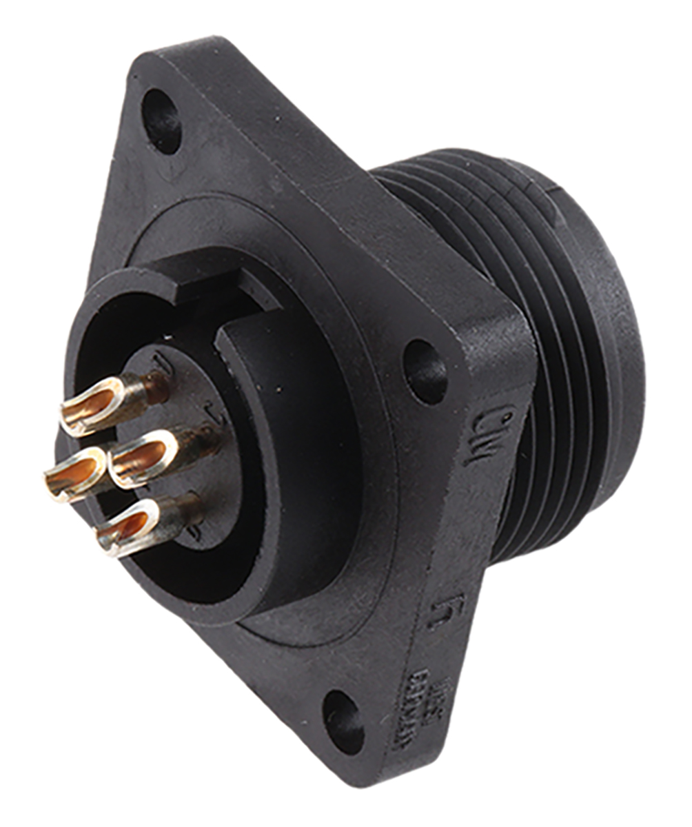 Hirschmann 4 Way Panel Mount MIL Spec Circular Connector Receptacle, Pin Contacts, Screw Coupling, MIL-DTL-5015