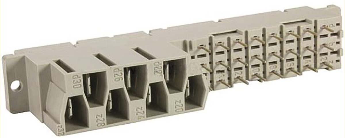 HARTING 09 06 24 + 7 Way 5.08 mm, 10.16 mm Pitch, Type MH 24+7, 3 Row, Straight DIN 41612 Connector, Socket
