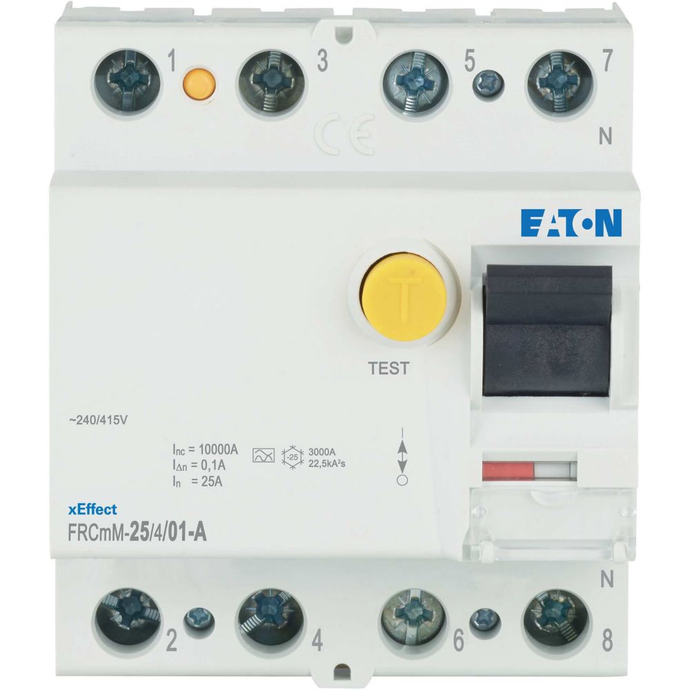 Eaton xEffect - FRCmM RCCB, 25A, 4 Pole, 100mA, Type A, 240/415V ac