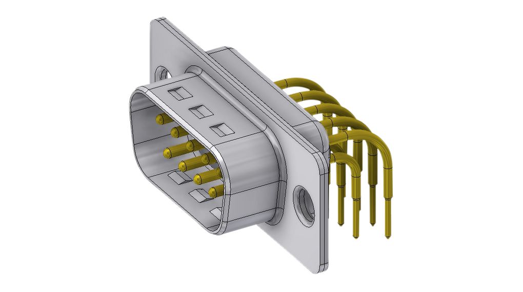 Deltron Connectors DTS 9 Way Right Angle D-sub Connector Plug, with Screw