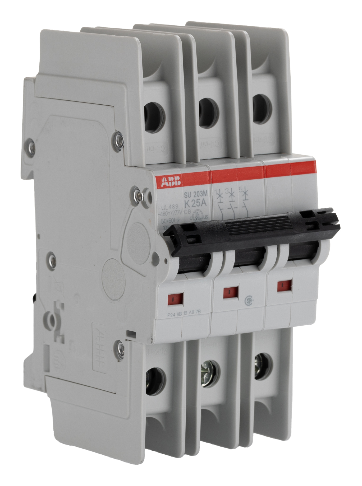 ABB System Pro M Compact SU200M MCB, 3P, 25A Curve K, 400V AC, 400V DC, 15 kA Breaking Capacity