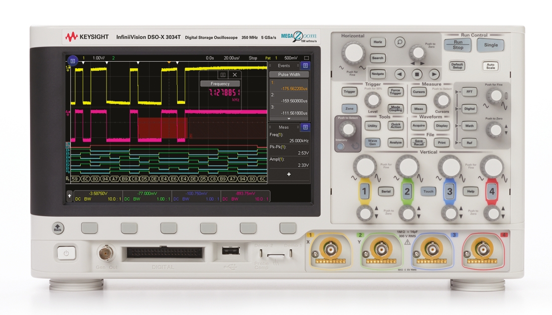 Keysight Technologies DSOX3034T InfiniiVision 3000T X Series, 350MHz Bench Oscilloscope, 4 Analogue Channels, 16