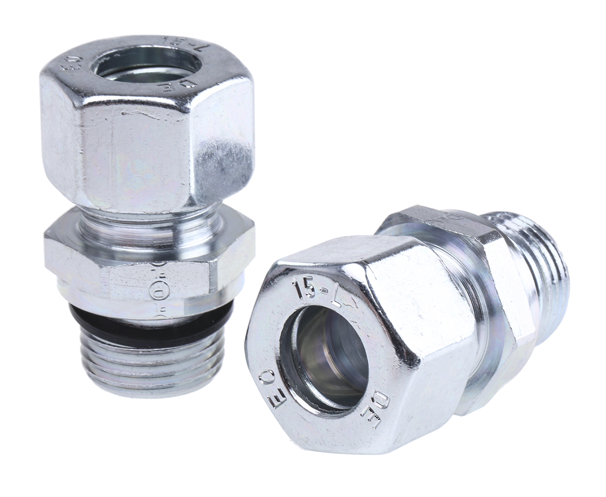 Parker GE-R-ED Series Straight Threaded Adaptor, G 1/2 Male to Push In 15 mm, Threaded-to-Tube Connection Style