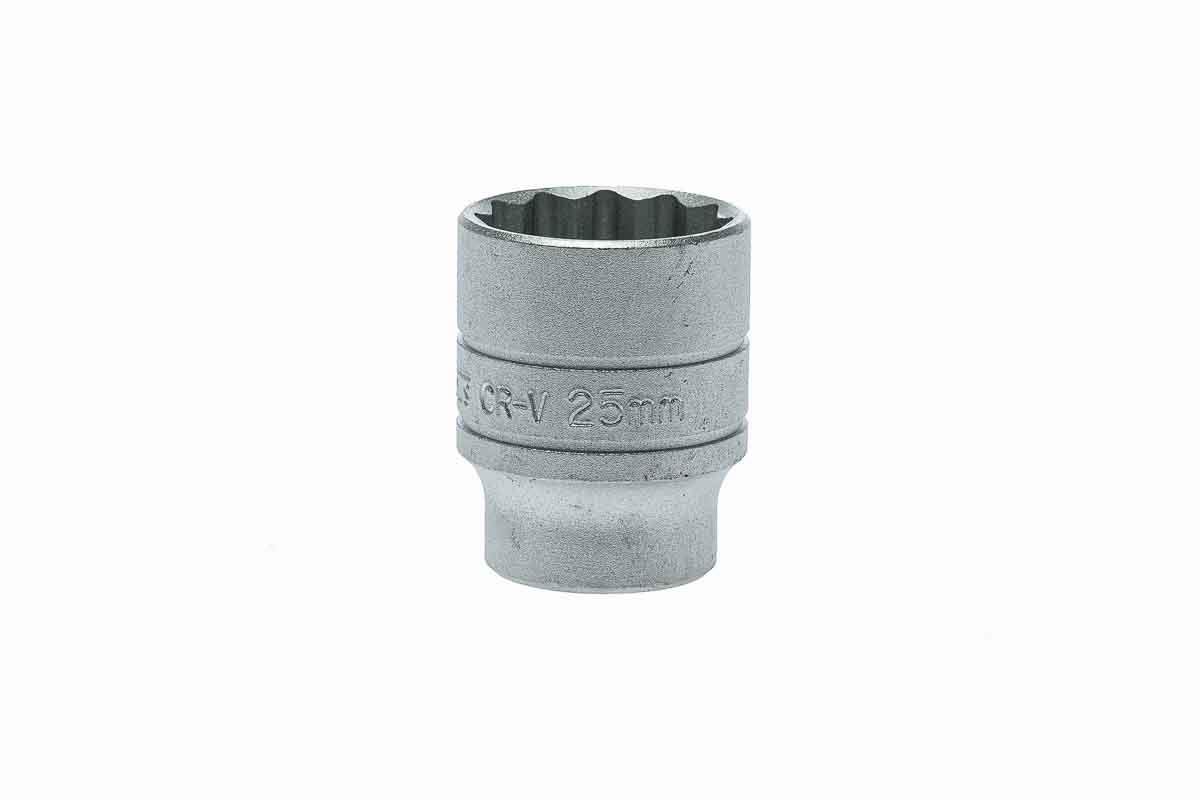 Teng Tools 1/2 in Drive 25mm Standard Socket, 12 point, 40 mm Overall Length