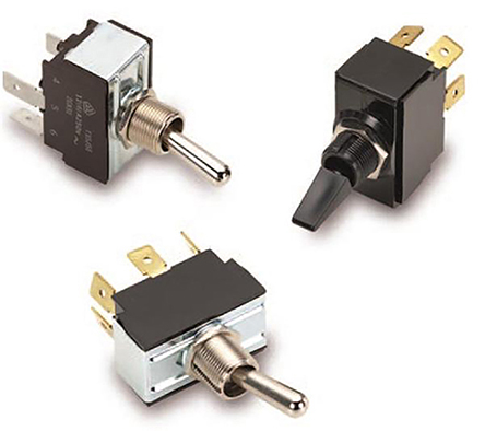 Carling Technologies Toggle Switch, Panel Mount, On-On-On, Tab Terminal, 250V ac