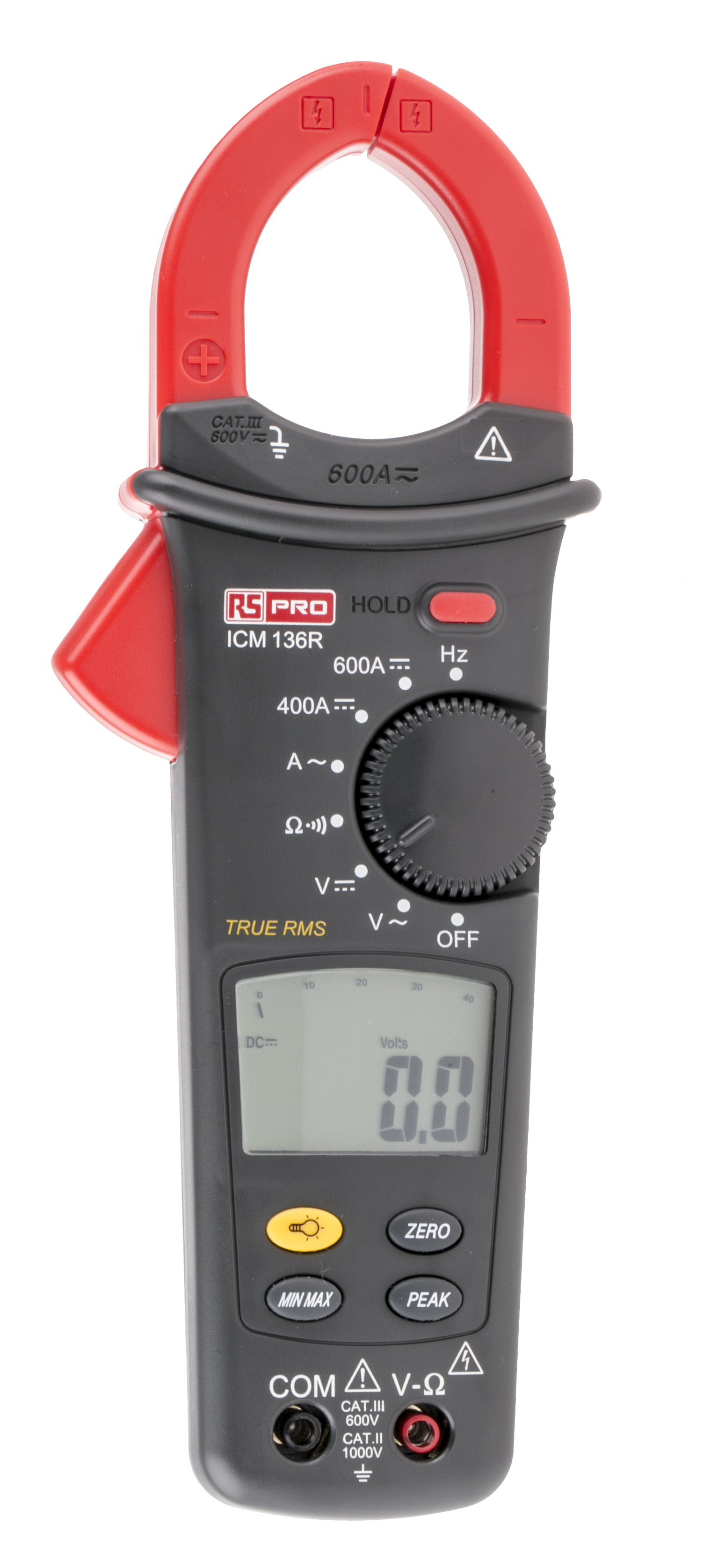RS PRO ICM136R Clamp Meter, 600A dc, Max Current 600A ac CAT II 1000 V, CAT III 600 V