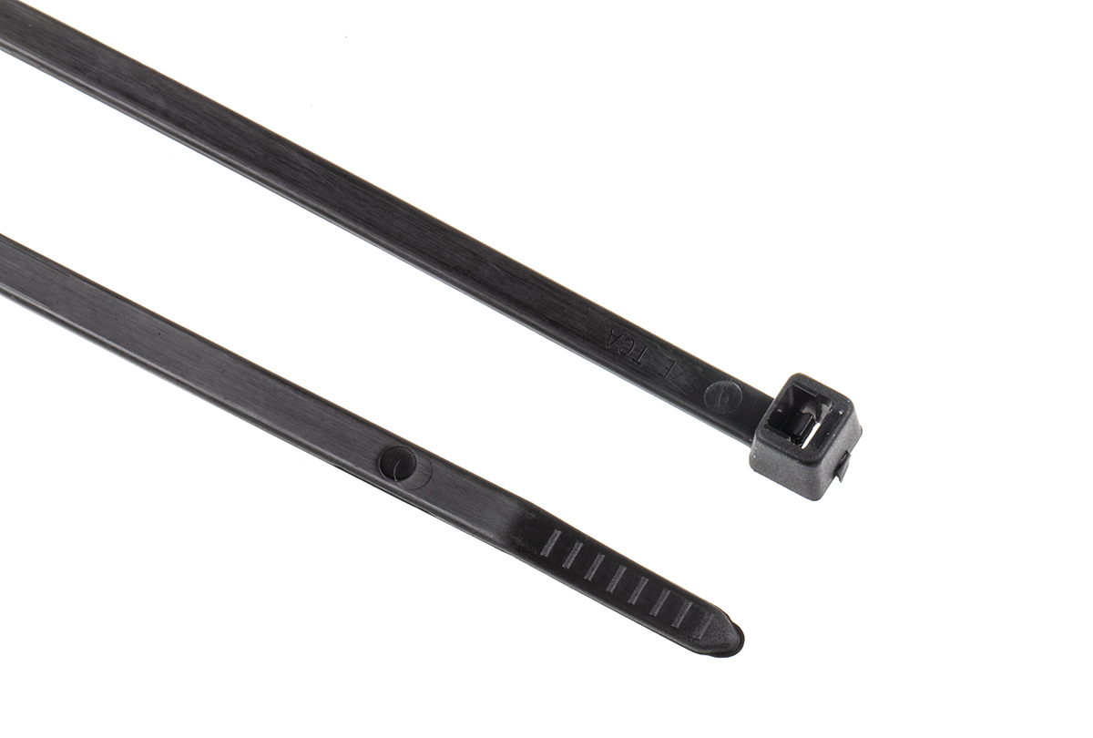 HellermannTyton Cable Tie, 300mm x 4.6 mm, Black Polyamide 6.6 (PA66), Pk-100