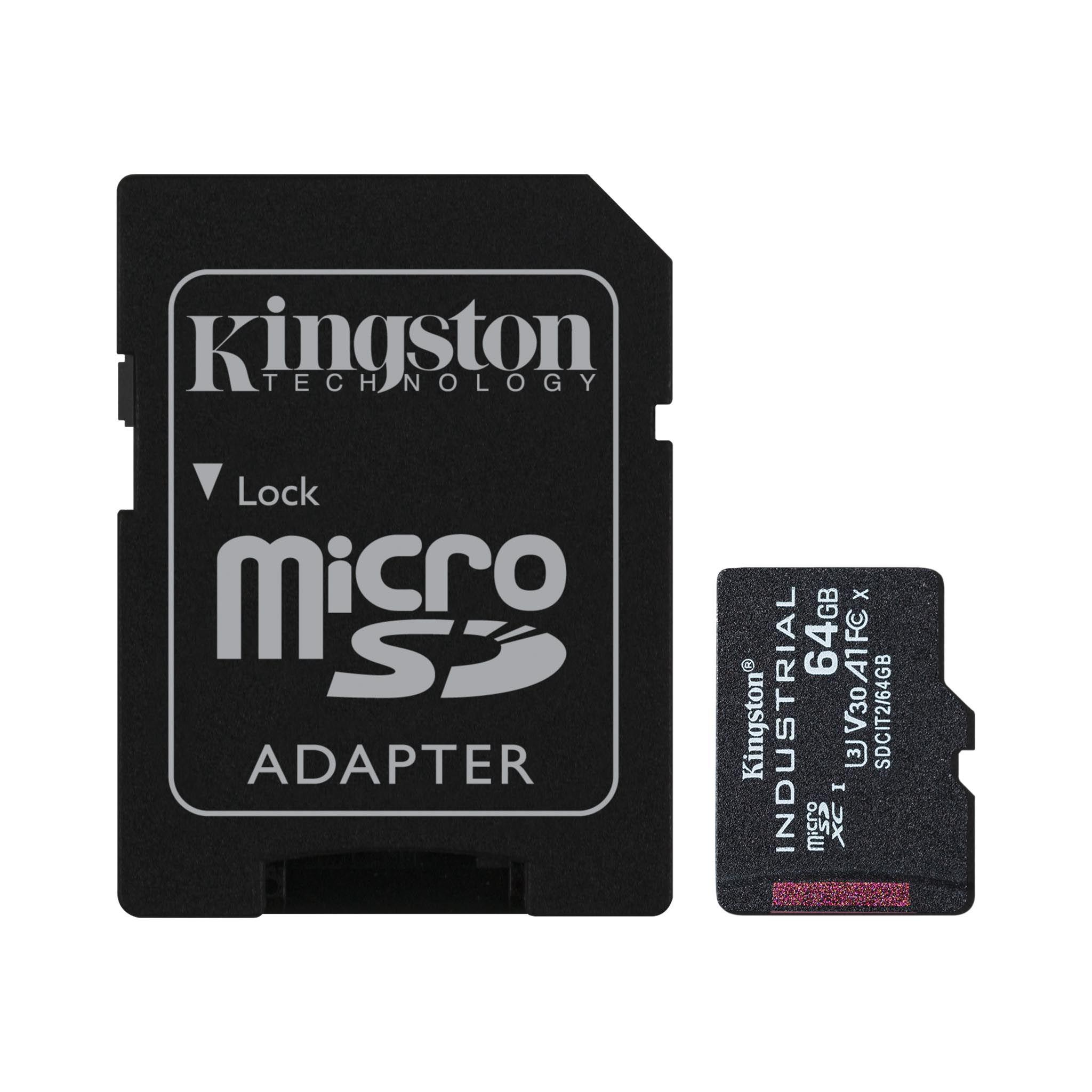 Kingston 64 GB Industrial MicroSDXC Micro SD Card, Class 10, UHS-I, U3, V30, A1