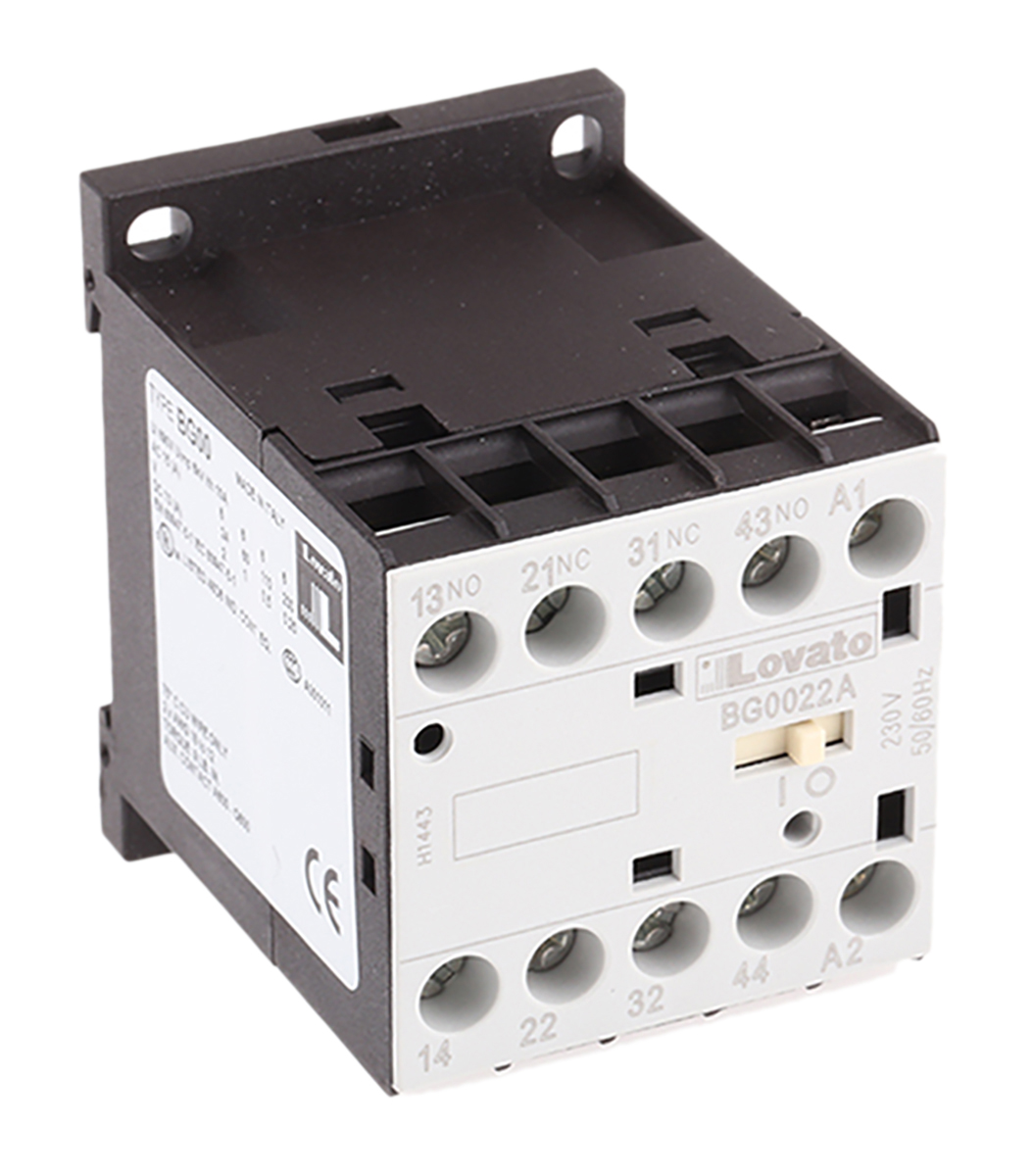 Lovato BG Contactor Relay, 230 V ac Coil, 4-Pole, 10 A, 2 NO/2 NC, 690V