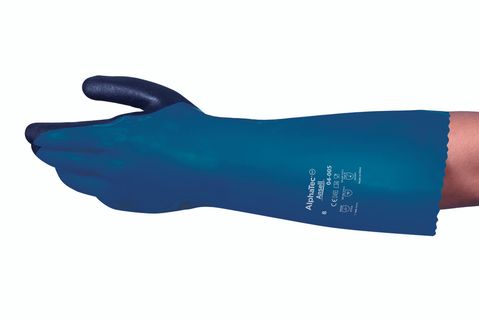 Ansell AlphaTec 04-005 Blue Cotton Cotton Work Gloves, Size 8, Polyvinyl Chloride Coating