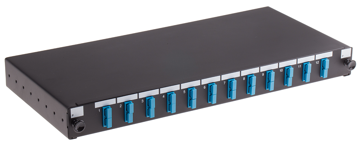 RS PRO 12 Port Single Mode Duplex Fibre Optic Patch Panel With 12 Ports Populated, 1U