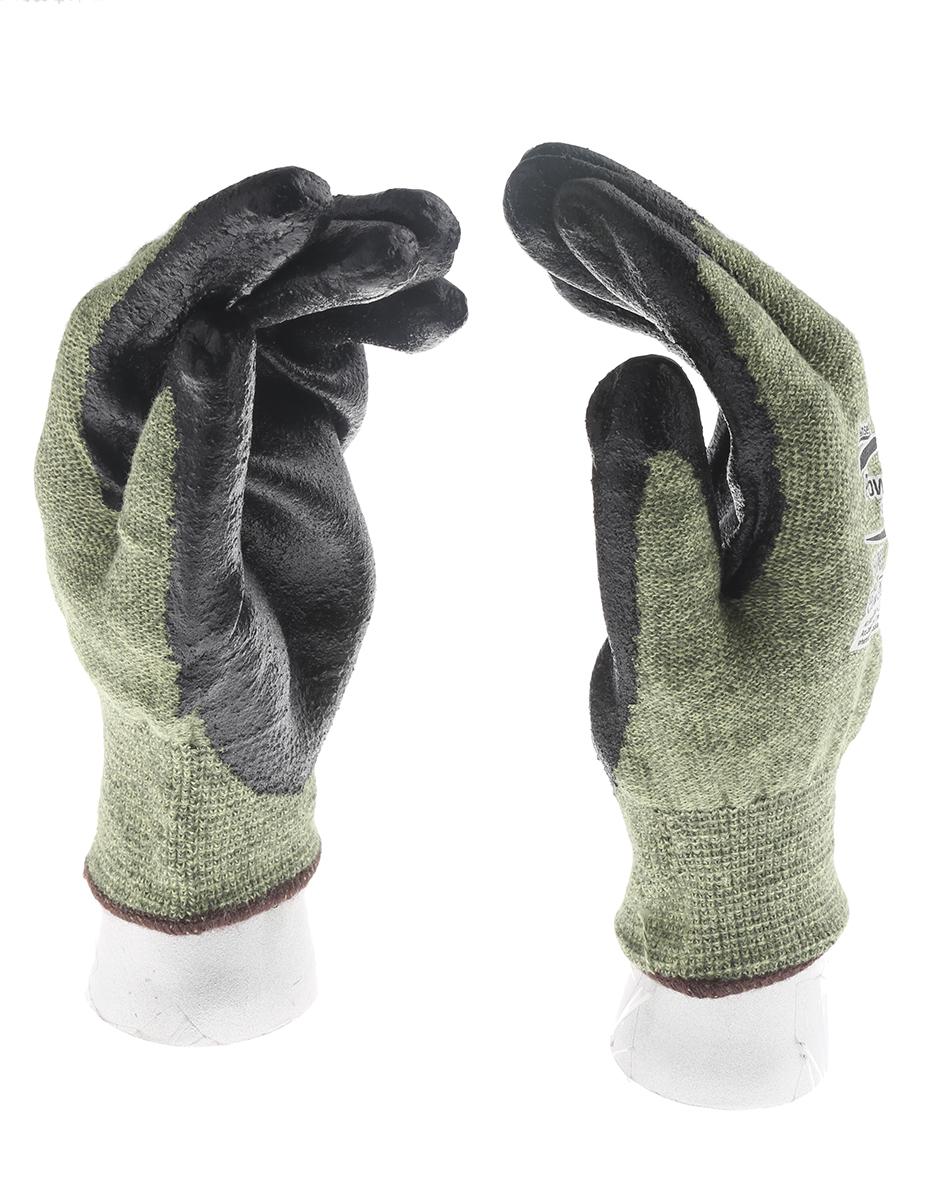 Ansell ActivArmr Green Kevlar Work Gloves, Size 9, Neoprene Coating