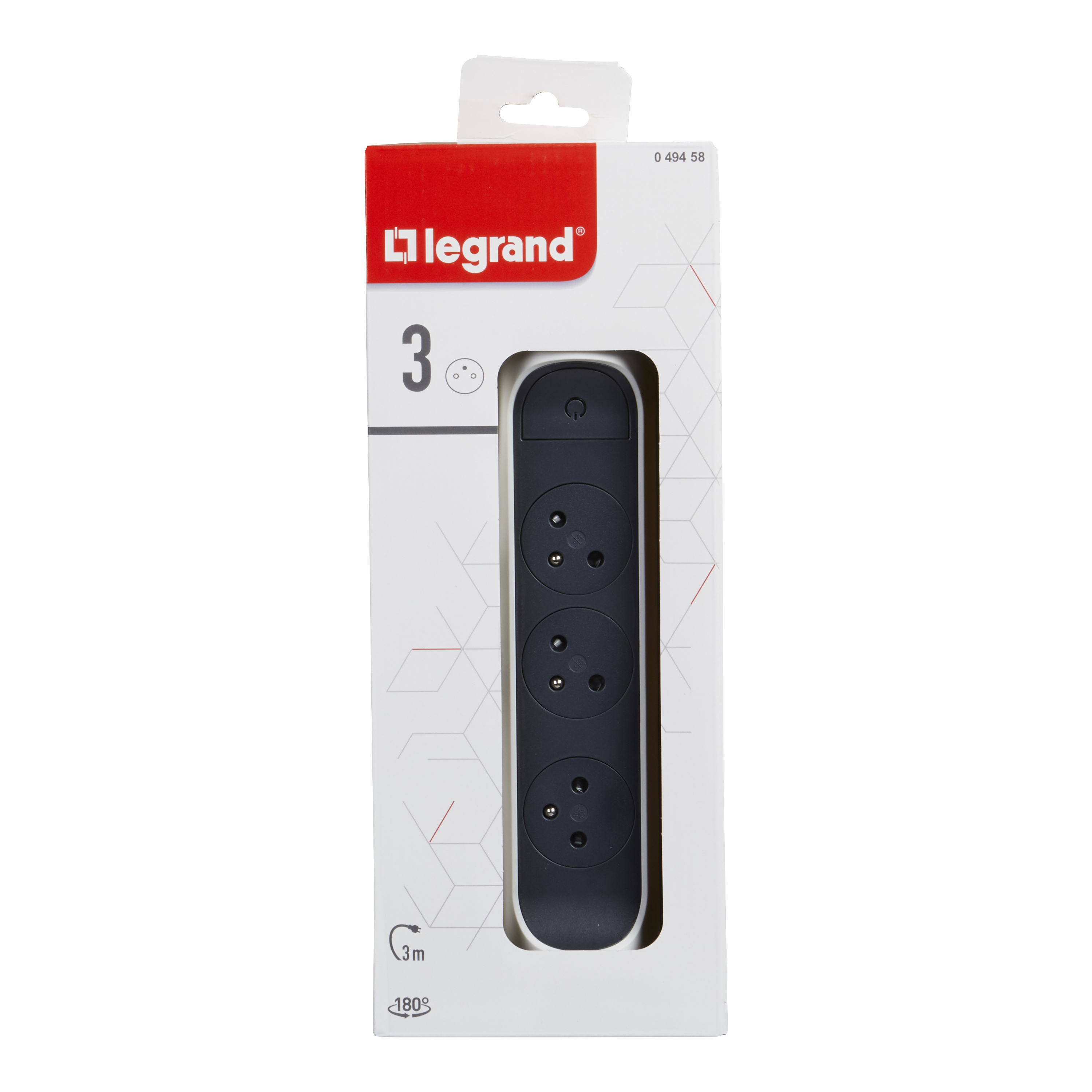 Legrand 3m 3 Socket Type E - French Extension Lead