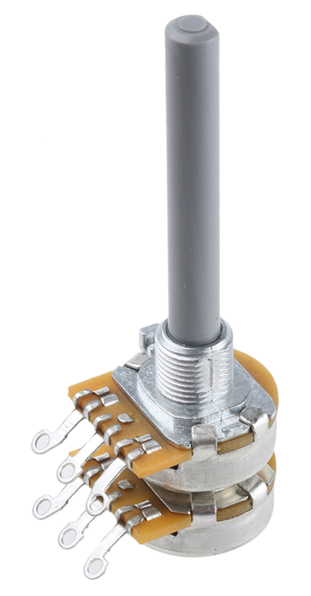 TE Connectivity 27 100kΩ Rotary Potentiometer 2-Gang Panel Mount, 27ESA104MMF50N