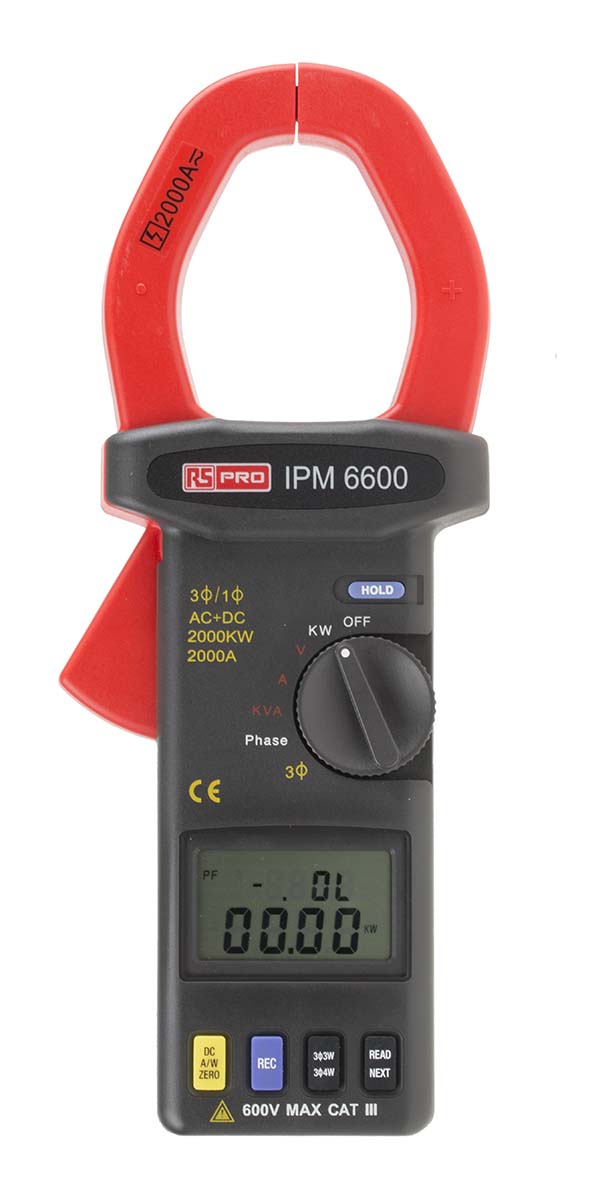 RS PRO IPM6600 Clamp Meter, 2000A dc, Max Current 2000A ac CAT III 600 V With RS Calibration