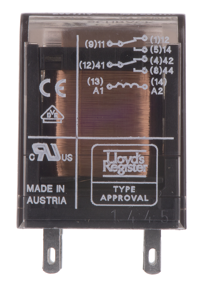 TE Connectivity Plug In Power Relay, 230V ac Coil, 12A Switching Current, DPDT