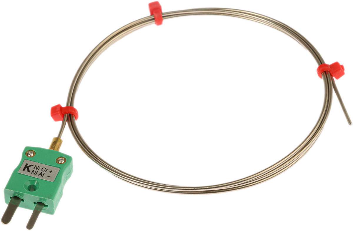 RS PRO SYSCAL Type K Mineral Insulated Thermocouple 1m Length, 1.5mm Diameter → +1100°C