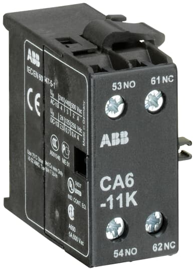 ABB Auxiliary Contact, 2 Contact, 1NC + 1NO, Surface Mount CA6
