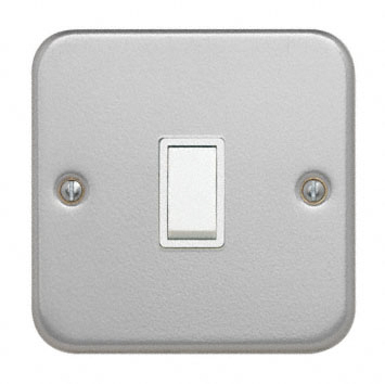 Contactum White Metal Clad Switch, 2 Way, 1 Gang, Metal Clad
