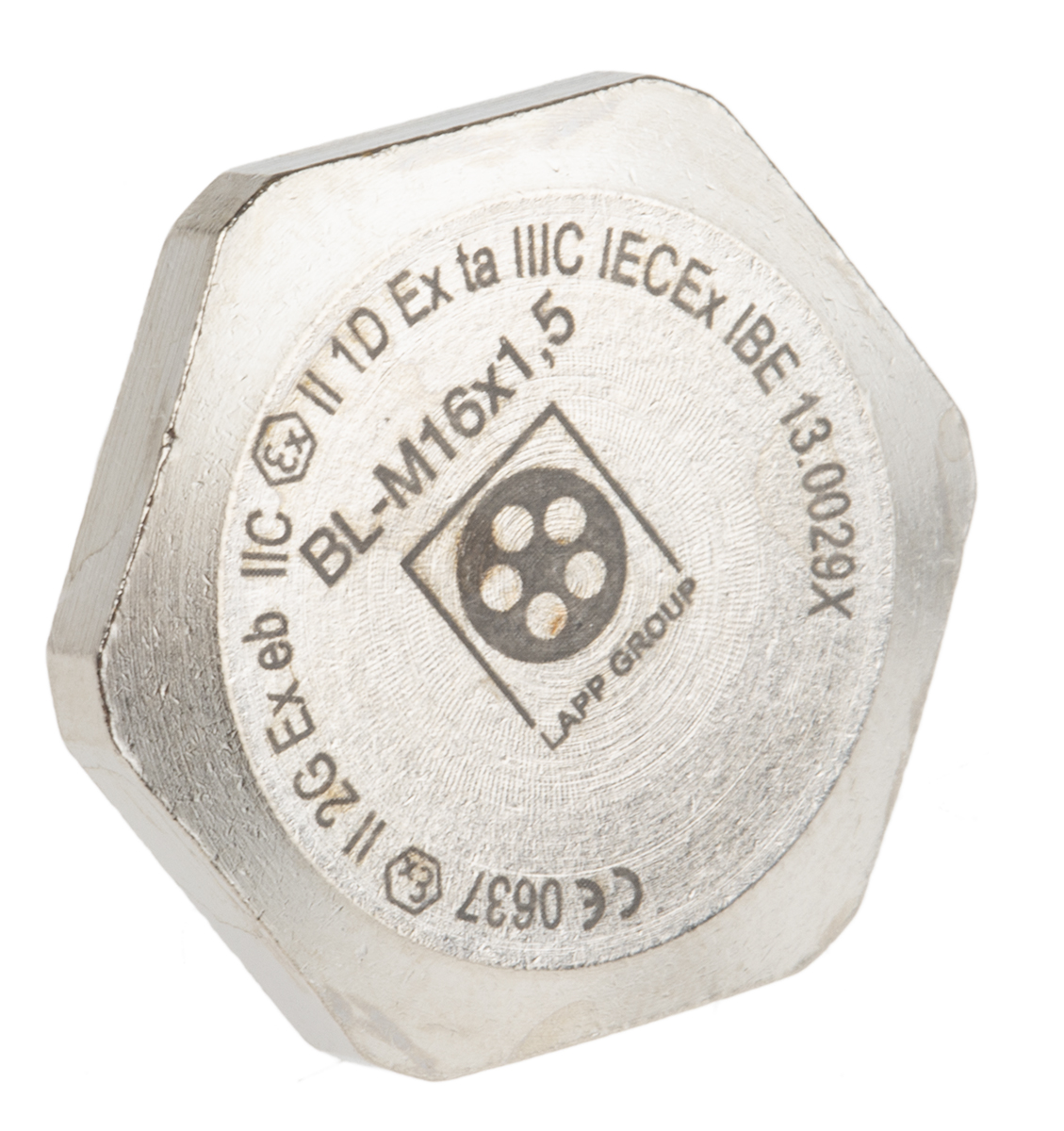 Lapp Blanking Plug, M16, Nickel Plated Brass, 22mm Diameter, Threaded