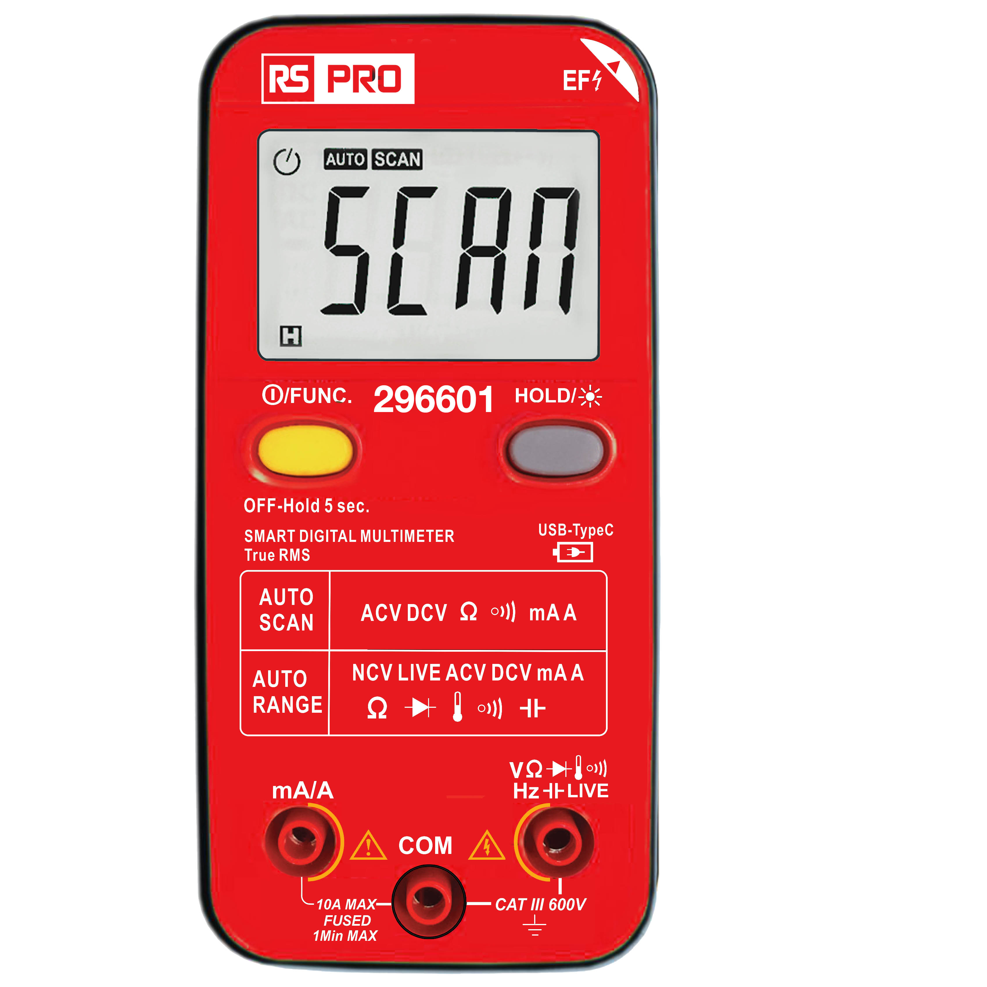 RS PRO Digital, LCD Digital Multimeter, 10A ac Max, 10A dc Max, 600V ac Max - RS Calibrated