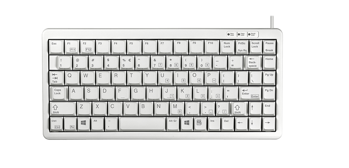 Cherry G84-4100 Wired PS/2, USB Compact Keyboard, QWERTY (US), Light Grey
