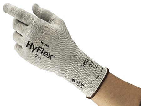 Ansell HyFlex 11-318 Grey Dyneema Work Gloves, Size 8, Uncoated Coating