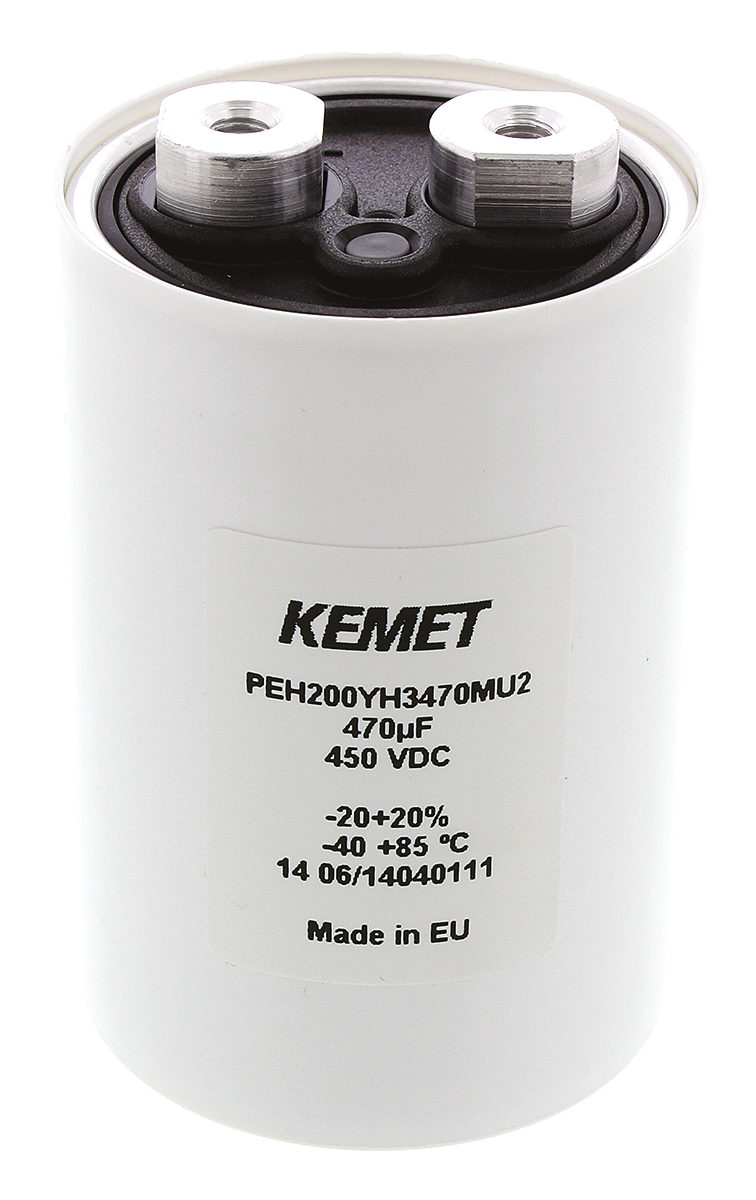 KEMET 470μF Aluminium Electrolytic Capacitor 450V dc, Screw Terminal - PEH200YH3470MU2