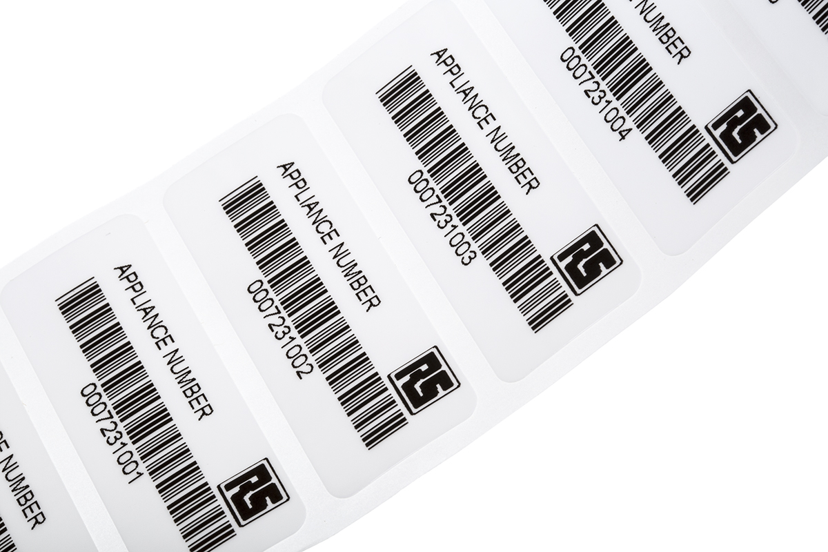 RS PRO White Black Print Label Roll, 58mm Width, 22mm Height