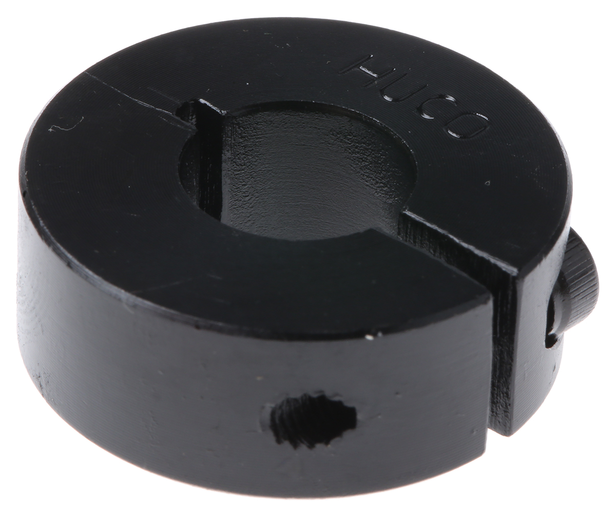 Huco Shaft Collar, One Piece, Clamp Screw, Bore 10mm, OD 24mm, W 9mm, Steel