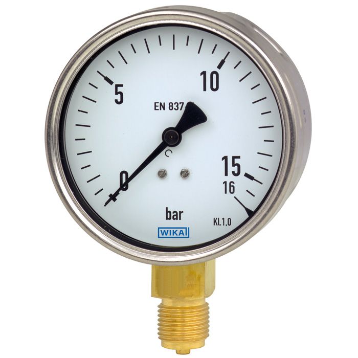 WIKA G 1/2 Analogue Pressure Gauge 10bar Bottom Entry 100mm Outside Diameter