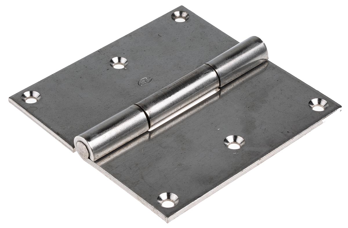 RS PRO Stainless Steel Piano Hinge, Screw Fixing, 100mm x 100mm x 2mm