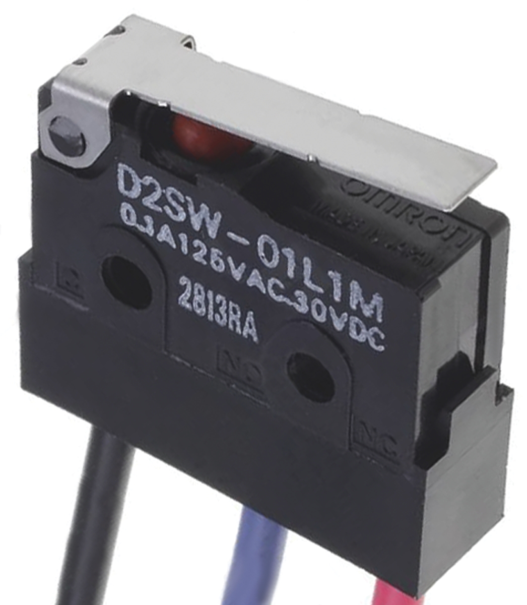 Omron Hinge Lever Micro Switch, Pre-wired Terminal, 3 A @ 30 V dc, SPDT, IP67