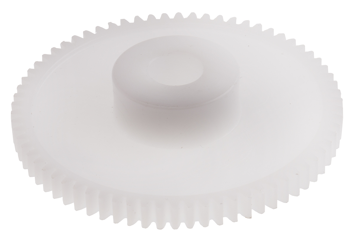 RS PRO POM 70 Teeth Spur Gear, 0.5 Module, 6mm Bore Diam, 35mm Pitch Diam, 14mm Hub Diam