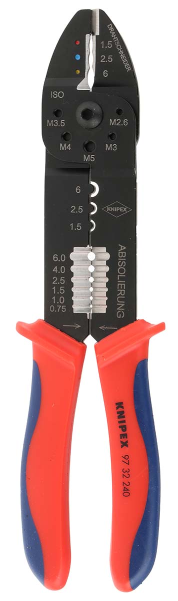 Knipex 97 32 240 Hand Crimp Tool for Uninsulated Terminals, 0.5 → 6mm² Wire