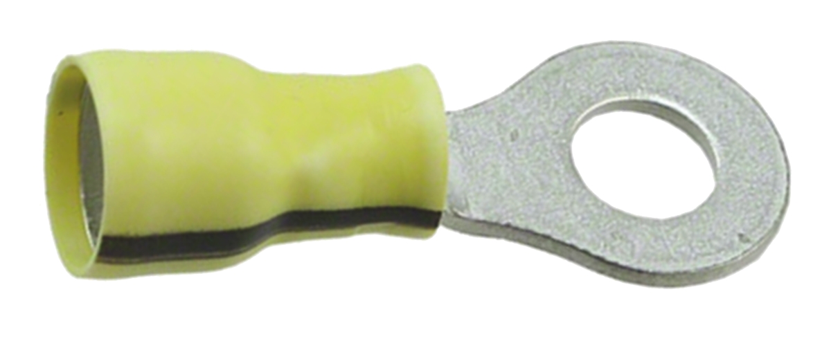 TE Connectivity, PIDG Insulated Ring Terminal, M6 (1/4) Stud Size, 1mm² to 2.6mm² Wire Size, Yellow